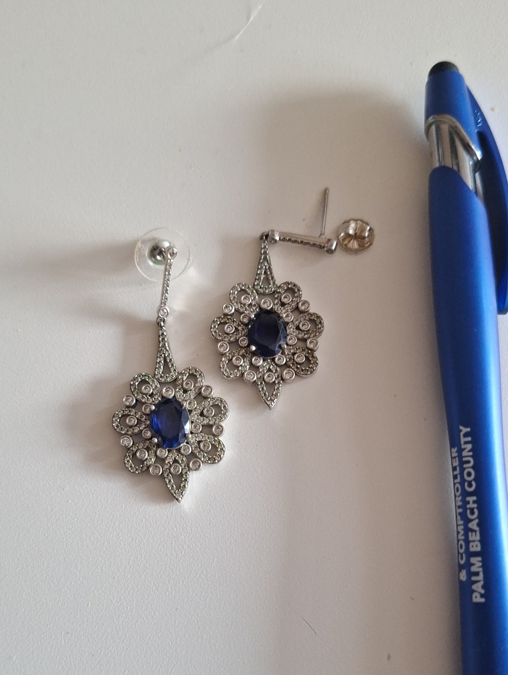 Elegant Blue Crystal Drop Earrings - Women Jewelry Silver Sparkling